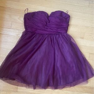 Lulu’s Tulle Strapless Plum Mini Dress